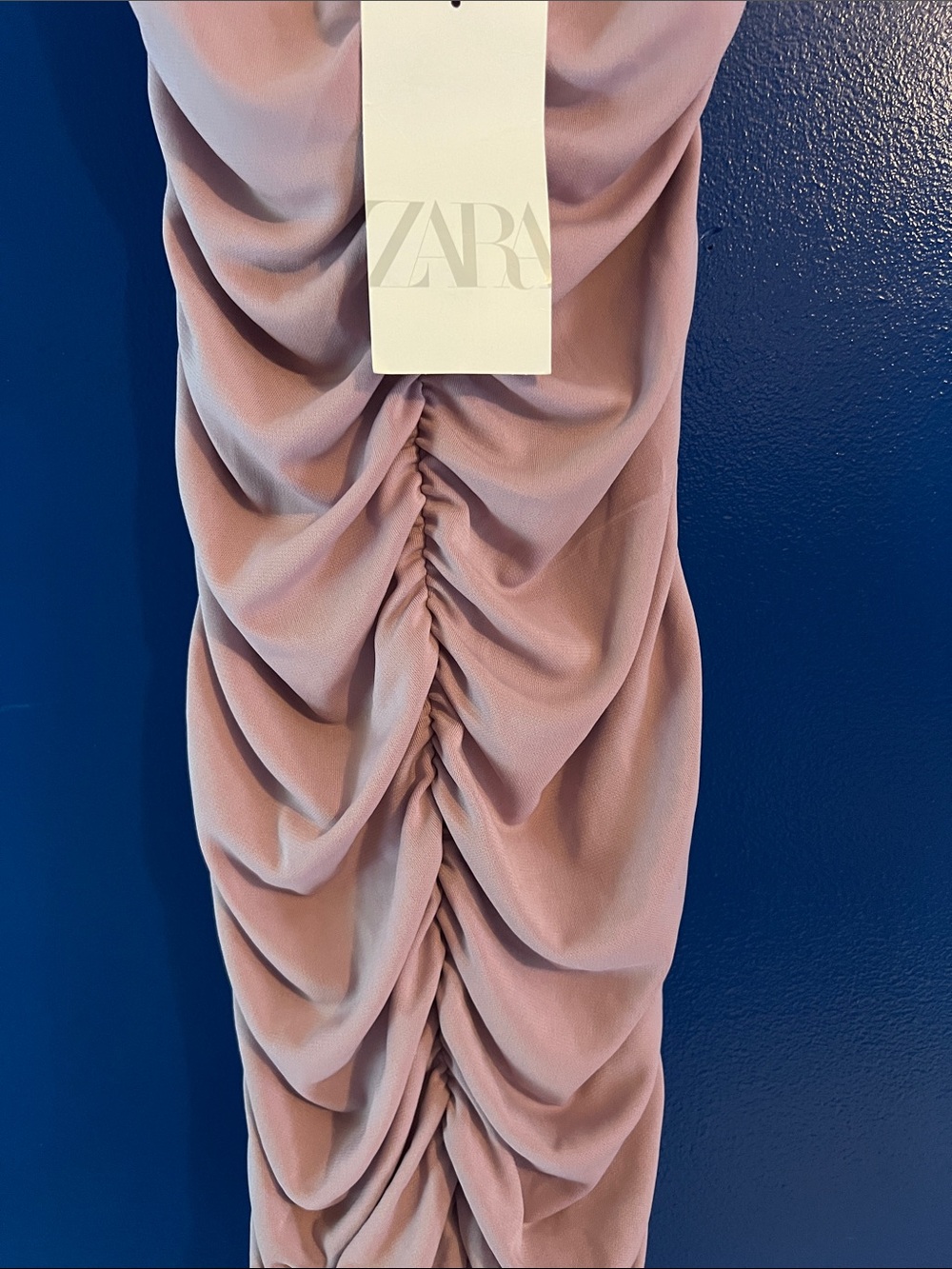 ZARA Blush Pink Ruched Mini Slip Dress - Picture 3 of 4
